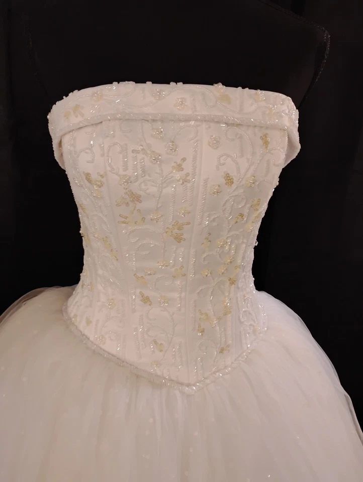 Michangelo Wedding Dress #T8017 Sz 6 Tulle Train Sleeveless Ball Gown - Image 3 of 4