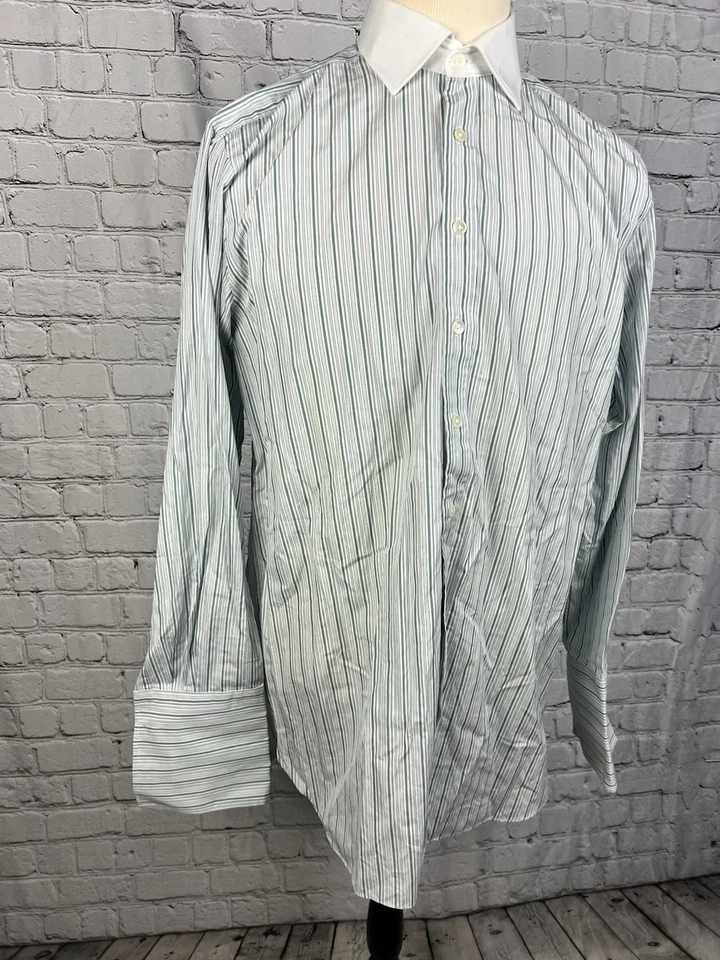 Camisa de vestir rosa Shirtmaker London puño francés para hombre talla 16/41 clásica azul, blanca Foto 3 de 4