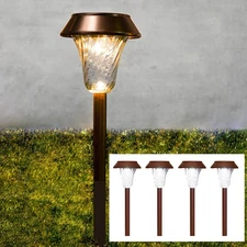4 Pack Super Size 6" Diameter Bronze Solar Path Light with Large Solar Panel,...