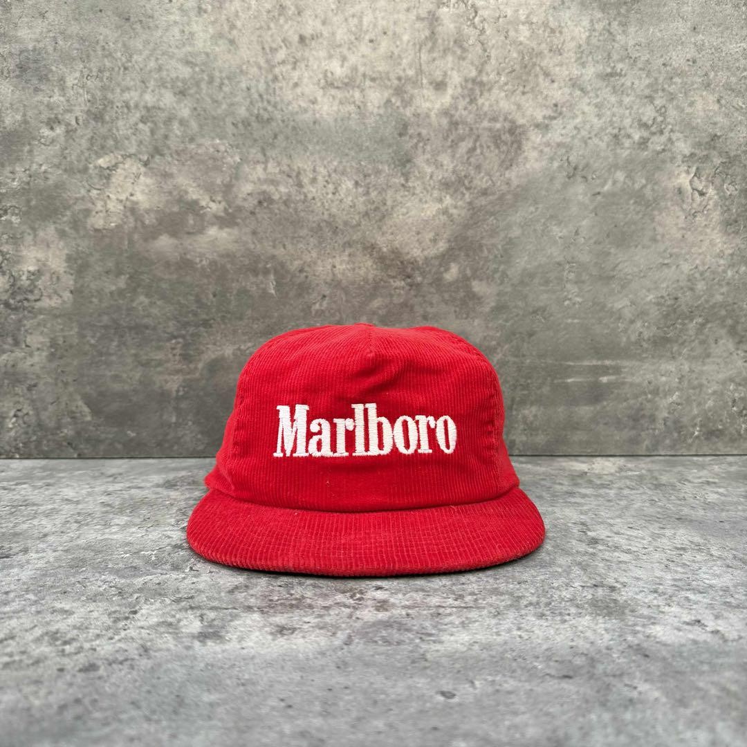 美品！アメリカ製！MARLBO CORDS CAP ヴィンテージ マルボ Marlboro Corduroy Work Cap Red 80S Made In Usa Hat Vintage