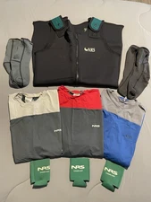 Men’s NRS Neoprene Wet Suit, NRS S/S Sun Shirts, NRS Fleece Socks, & Coozie's!