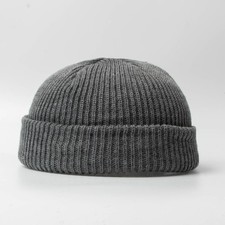 US Newst Mini Short Fisherman Beanie Hat Ribbed Docker Winter Knitted Skull Cap