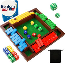 Shut the Box Dice Game for 2-4 Players, Wooden Board Tabletop Math and Strategy