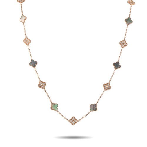 Van Cleef Arpels Alhambra 18K Rotgold 4,83ct Diamant Perlmutt Collier - Bild 1 von 6