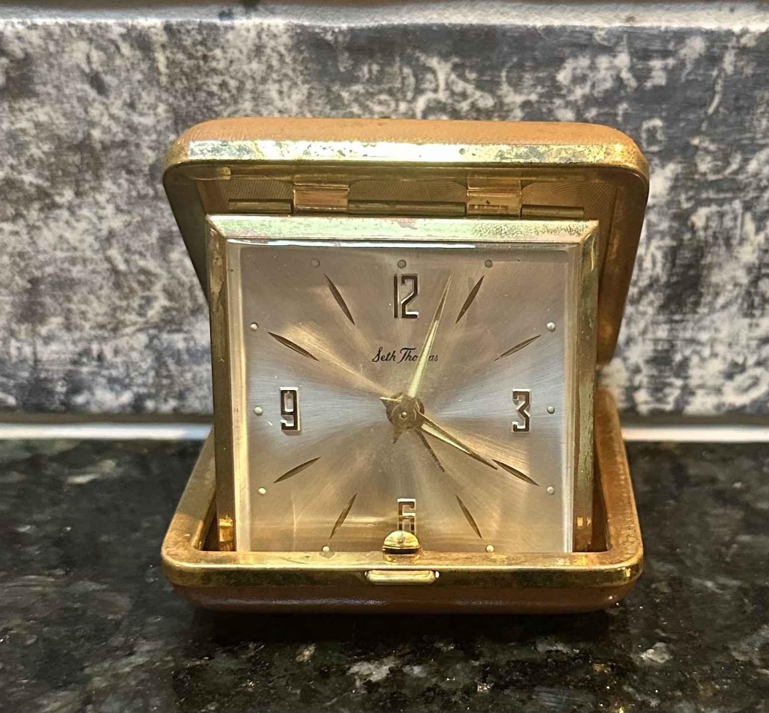 Seth Thomas Travel Alarm Clock Made In Germany Square Case Wind Up ...