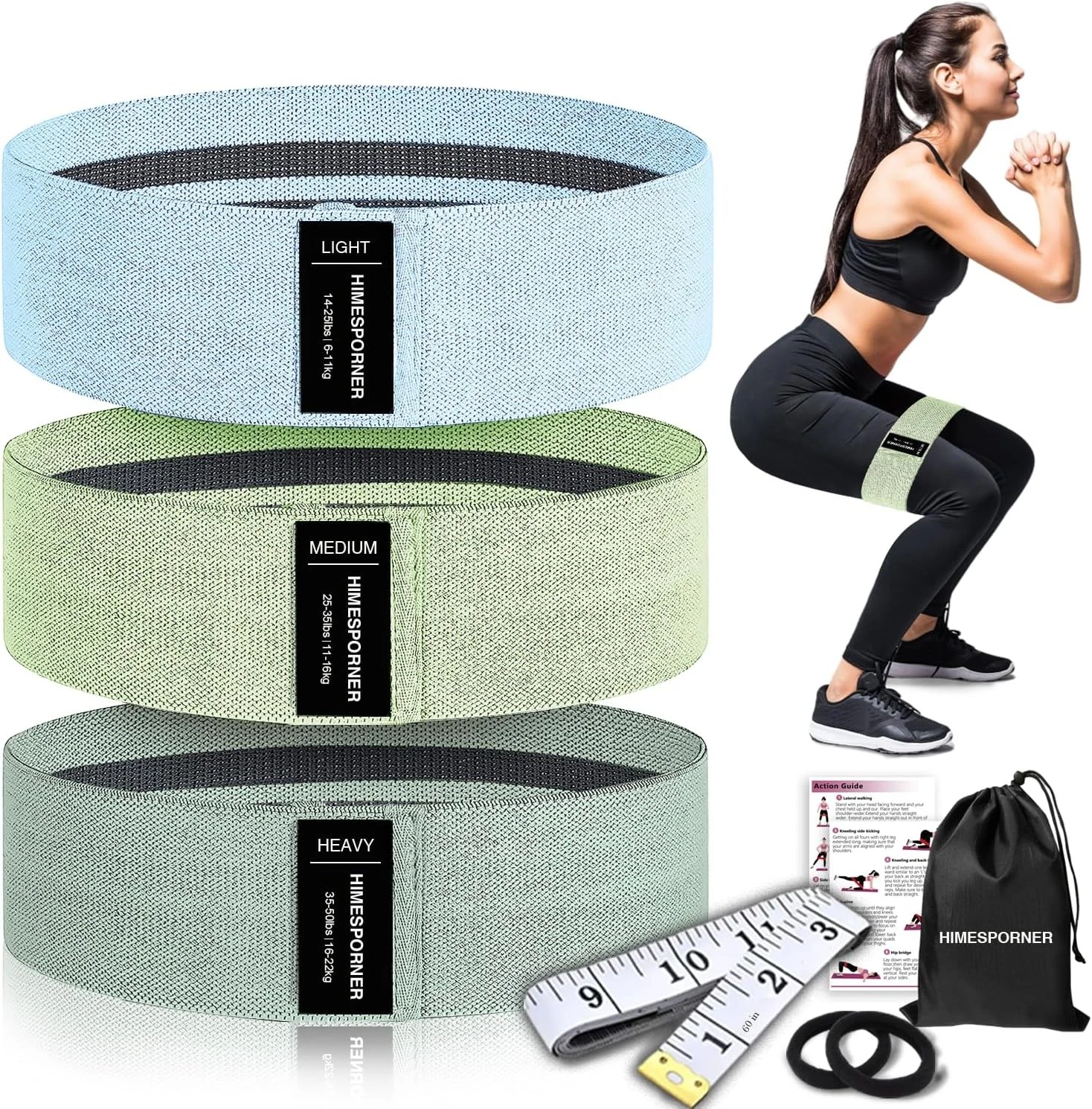 Fabric Resistance Bands Non Slip Booty Bands Leg Glute Workout