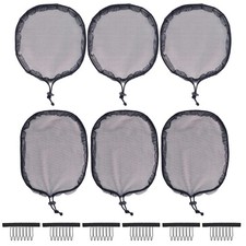 6 Pcs Black Weaving Net Cap Elastic Drawstring Ponytail Hair for