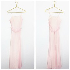 Vintage Y2K Fairy Pink Butterfly Maxi Dress Size Small Shimmer Metallic Overlay 