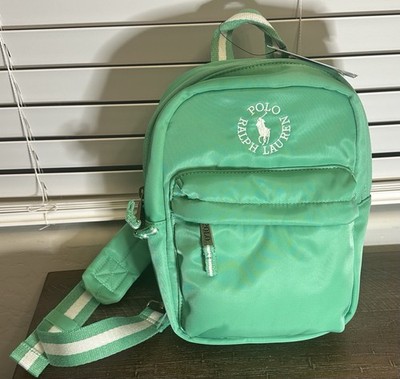 Polo Ralph Lauren Big Pony Logo Crossbody Small Backpack Plato Green 9AR155 New