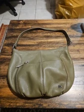 The Sak Women's Leather Shoulder Handbag  Purse Hobo Army Green Needs Cleaning