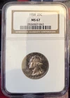 1958 P 25C Silver Washington Quarter NGC MS67