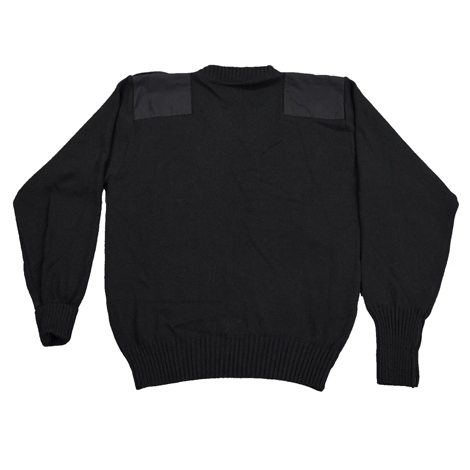 VTG Citadel Military Commando Sweater XL Black V-Neck Reinforced Elbows Shoulder - Image 2 of 4