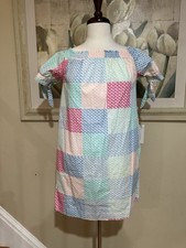 Vineyard Vines Target whale print square block off shoulder smocked top dress, L