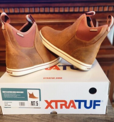 Xtratuf Men’s Leather Ankle Deck Boots Burnt Orange, Size 8 M Amazon.com | Xtratuf Leather Ankle Deck Boot Orange 8.5 D (M  main image 4