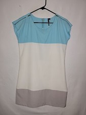 Lulus Flying Tri Colors Sky Blue Color Block Mini Shift Dress Women's Small