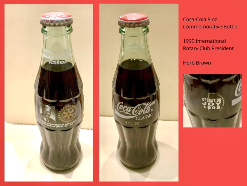 Coca-Cola 8 Oz Bottle - Int’l Rotary Club President - Herb Brown (Make Offer)
