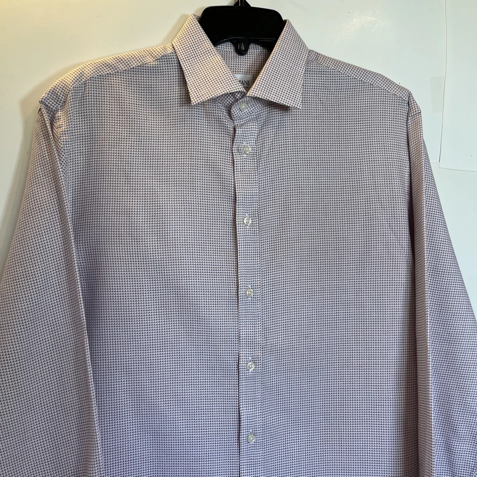 Camisa Armani Collezioni Para Hombre Talla M 15.5/39 Rosa Purpúreo Botón Delantero Foto 2 de 4