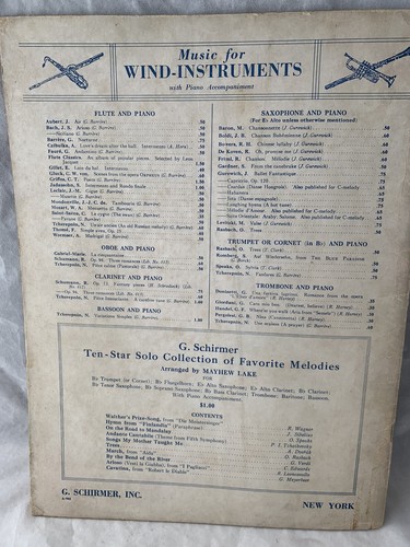 1939 G Schirmer Ten Star Solo Collection of Favorite Melodies for Cornet R13-5 - Picture 2 of 4