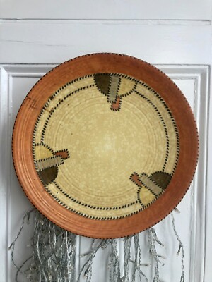 Charlotte Rhead Charger - orange + cremegelb; interessantes Punktmuster D.36,5