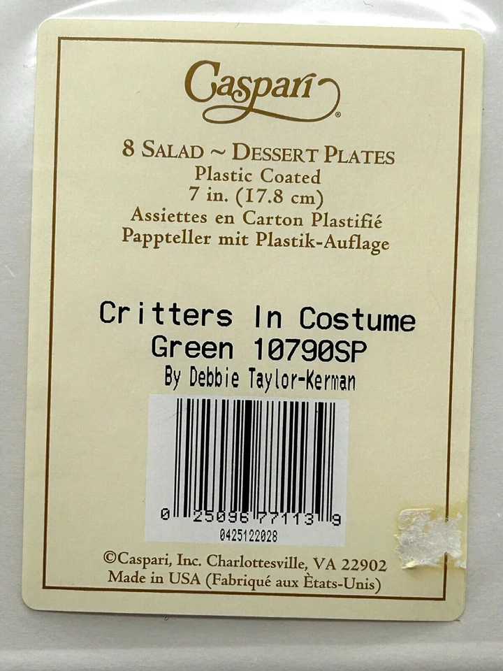 Caspari Critters en Disfraz Halloween Postre Papel Platos Servilletas Gatos Perros Lote Foto 4 de 4