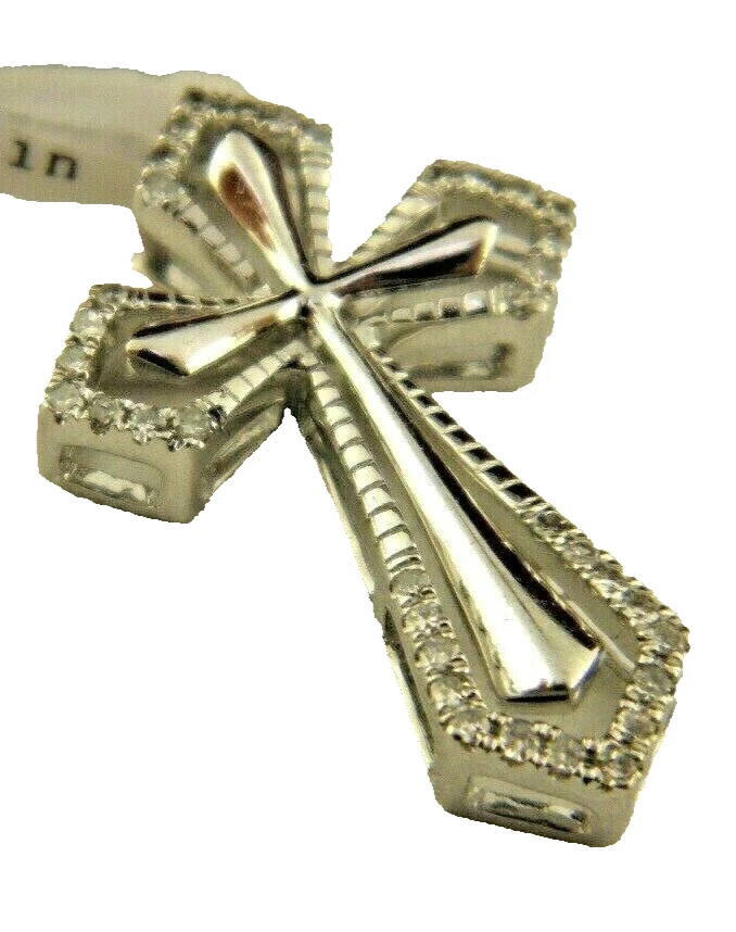 Кулон с бриллиантовым крестом из чистого белого золота 14 карат (0,11 карата) t.w.) - Изображение 3 из 4