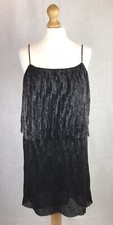 Mango Black Sequin Sleeveless Strappy Layered Shift Dress Medium NWT A65
