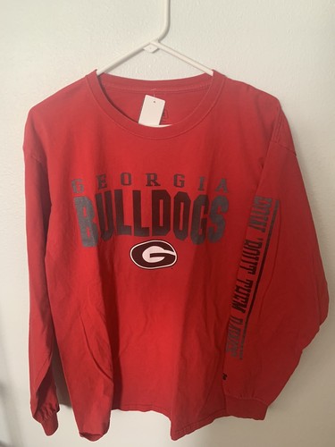 Georgia Bulldogs UGA Men’s Black Red Long Sleeve Shirt Russell Size Large 42-44