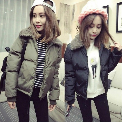 Women's Faux Lambswool Collar Puffer 