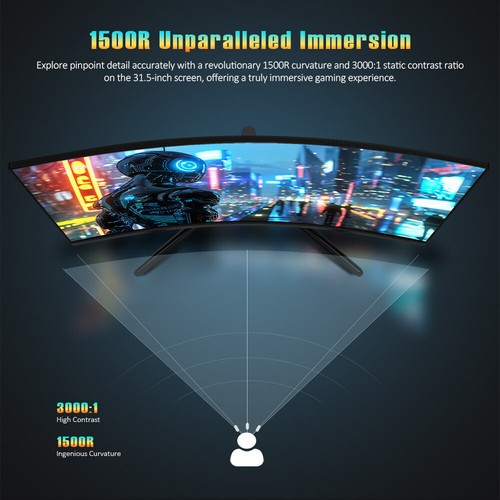 TITAN ARMY 31.5''Curved PC Gaming Monitor 240Hz 2560*1440 HVA Fast Panel 350nit - Bild 14 von 18