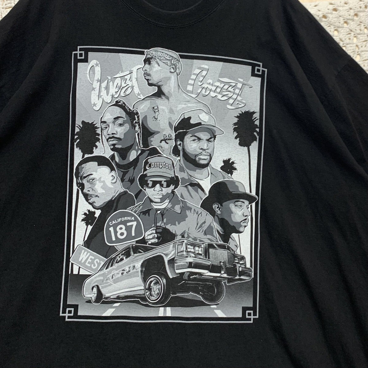 West Costs Rappers T-shirt Men's Sz 5XL Hip Hop Rap Tee Black