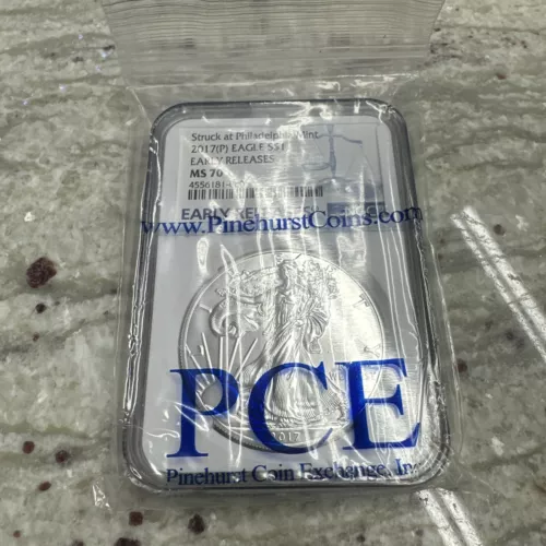 2017 (P) SILVER EAGLE NGC MS70 STRUCK AT PHILADELPHIA MINT EARLY RELEASES LABEL