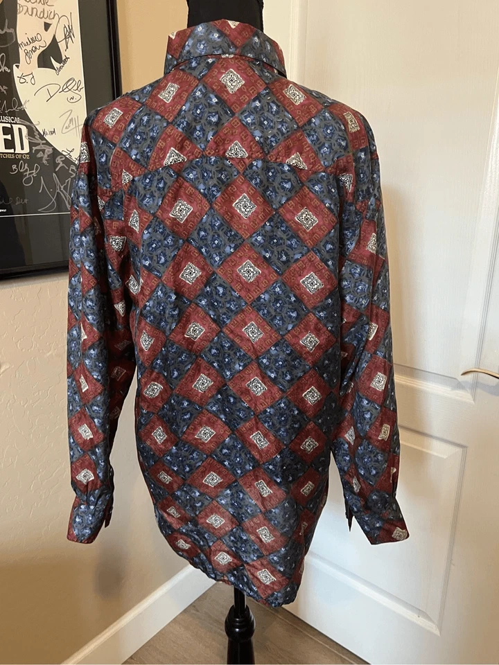 Camisa manga larga vintage Robert Stock 100% seda Foto 2 de 4