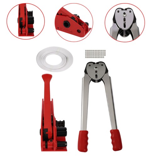 Kit manual de bandas de flejado de embalaje de palets herramienta tensora sellador antideslizante - Imagen 5 de 14