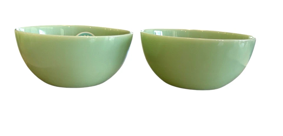 Martha Stewart 2 Piece 6 Inch Jadeite Glass Bowl Set in Jade Green 6" x 2.75" - Image 2 of 4
