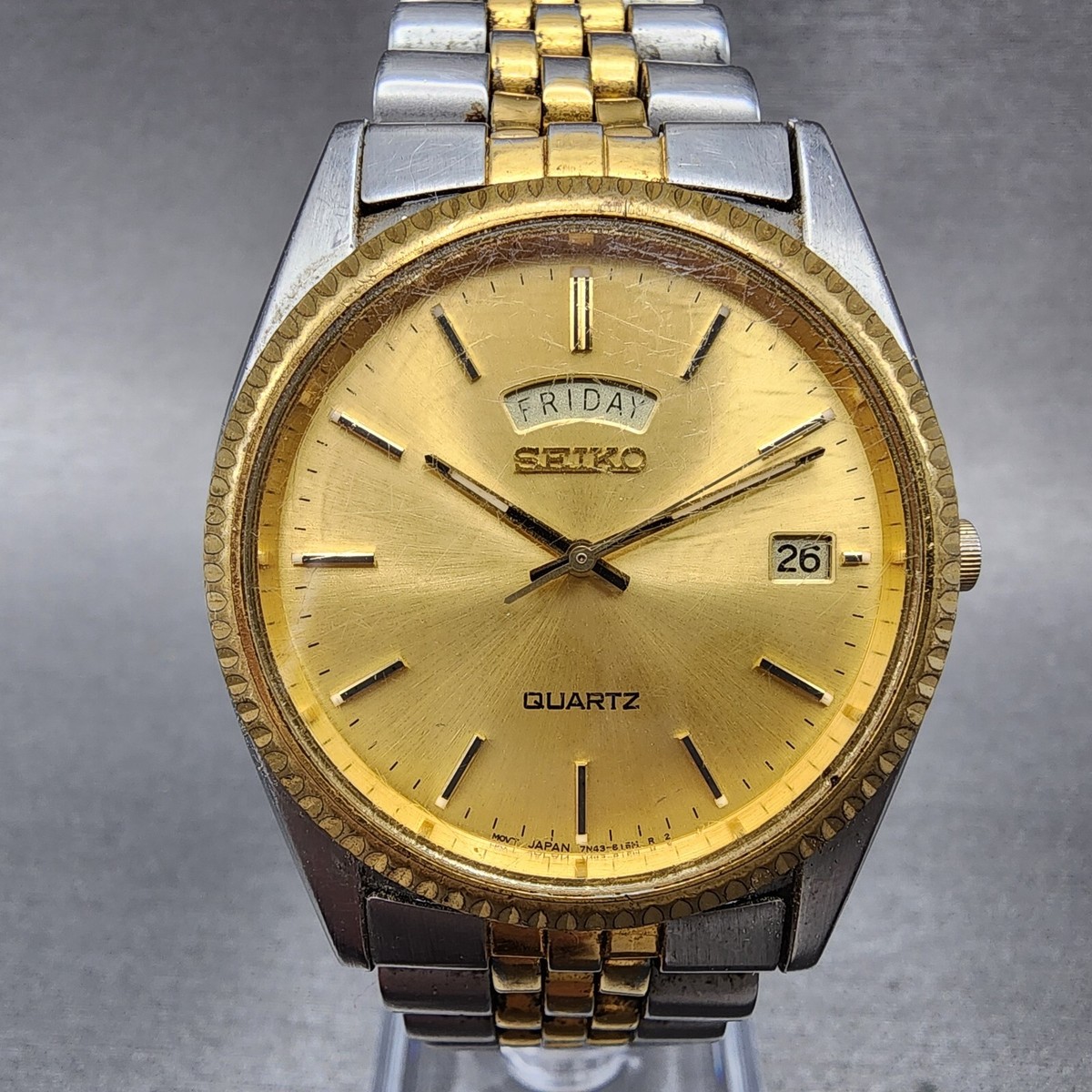 Seiko President Watch Men 36mm Gold Dial Two Tone Daydate Seiko President Watch Men 36mm Gold Dial Two Tone Daydate