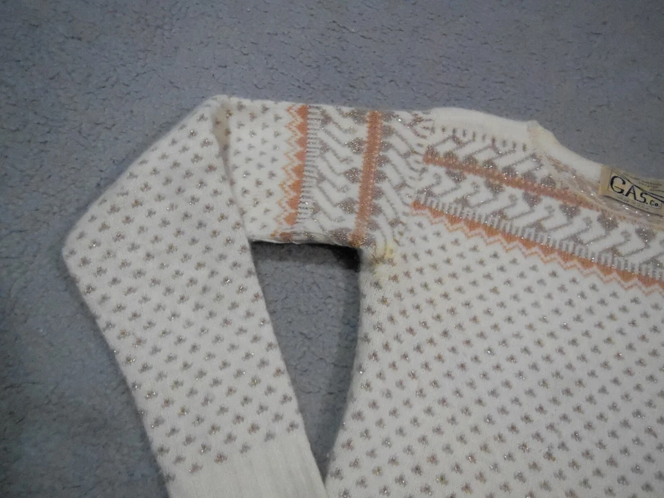 Suéter Vintage GAS Great Americano Mujer Mediano Crema Angora Corderos Lana EE. UU. Años 80 Foto 3 de 4