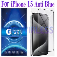 1 Pack For iPhone 15 Only Anti-Blue Light Tempered Glass Screen Protector