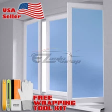 【Frosted Film】 Light Blue Glass Bathroom Window Security Privacy Sticker Sheet