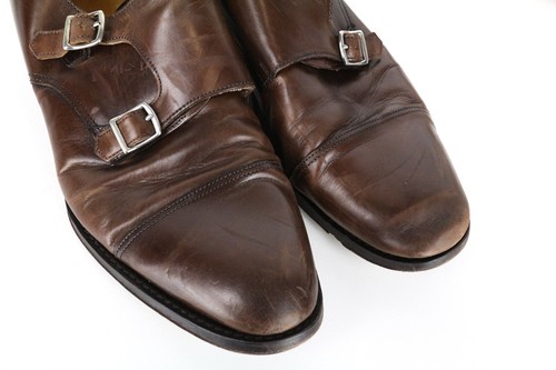SUITSUPPLY Men Formal Shoes EU42.5 Brown Leather Double Monk Strap Classic - Picture 9 of 17