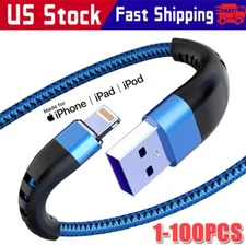Braided Fast Charger Cable Heavy Duty USB lot Cord For iPhone 14 13 12 11 X XR 8