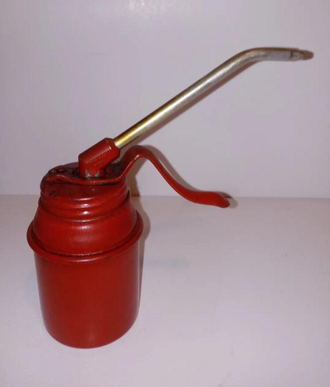 Vintage Antique Thumb PUMP Oiler Oil Can RED Nozzle eBay