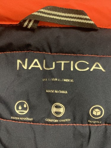 Nautica Women's Water Resistant Puffer Packable Zip Jacket Coral large Hooded - Picture 12 of 12
