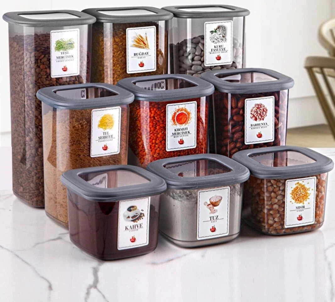 9 x Cereal Containers-Airtight Food Storage Containers-Pantry Box-BPA FREE+Lids