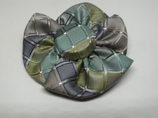 Boho Handmade Brooch Pin Made from Silk/Poly Neck Ties 3.5" Unique One of a Kind