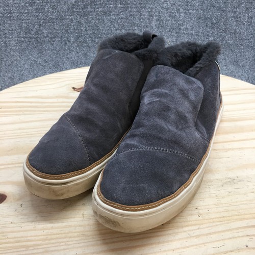Toms Shoes Womens 10 Paxton Slip On Sneakers Blue Leather Faux Fur 10012386 - Picture 3 of 18