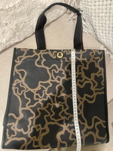 Auténtico TOUS - Bolso de mano de cuero PVC negro marrón