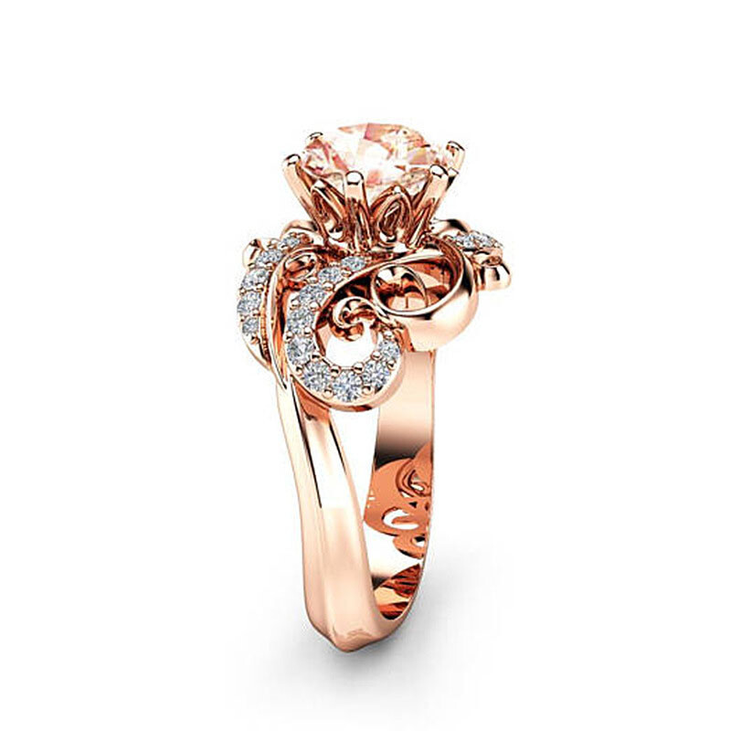 Elegant Quality High Stone Ring Gold Plated Flower Shape Rings Jewelry