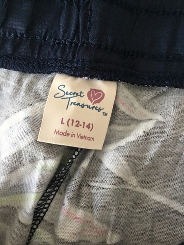 SECRET TREASURES MIX & MATCH Navy Blue Tropical Elastic Waist Shorts Sz L - Picture 4 of 8