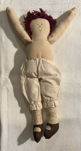 Antica bambola vintage fatta a mano in stoffa straccio 14" - Foto 1 di 2