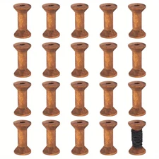 20Pcs Antique Wooden Empty Spools, 1.57" Empty Thread Spools Wooden Ribbon
